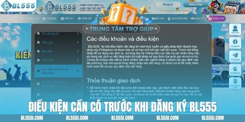 Điều kiện cần có trước khi đăng ký BL555