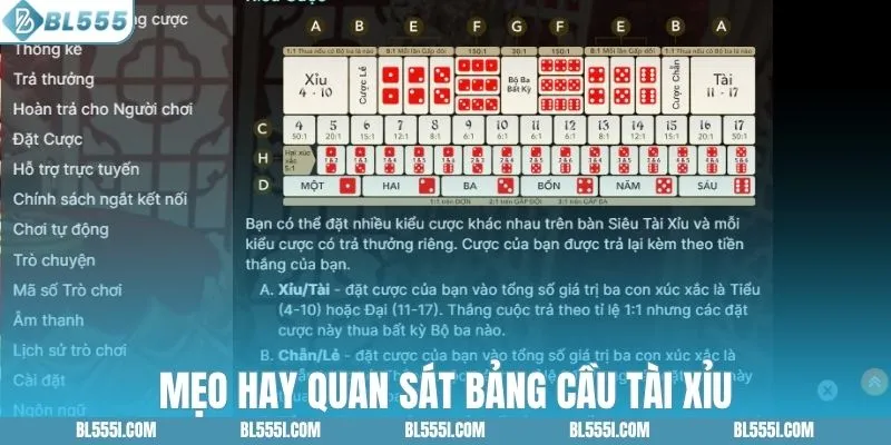 Bí kíp quan sát bảng cầu tài xỉu nhanh thắng