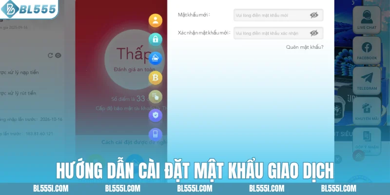 Hướng dẫn cài đặt mật khẩu giao dịch