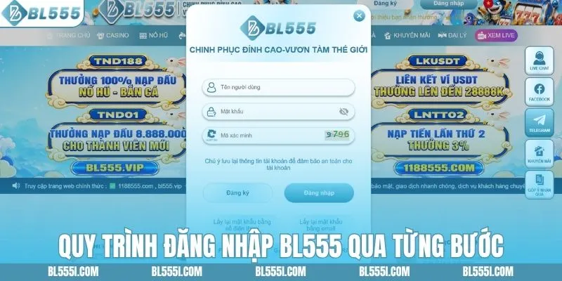 Quy trình đăng nhập BL555 qua từng bước