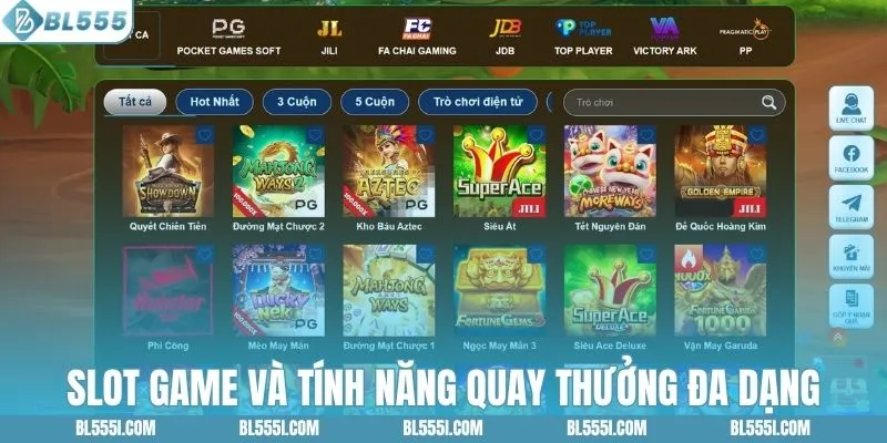 Slot game và tính năng quay thưởng đa dạng